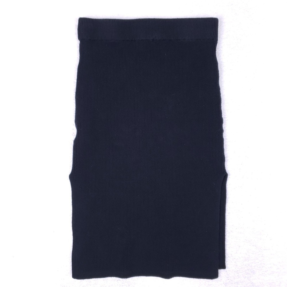 Abercrombie & Fitch Black Ribbed Side Slit Midi Skirt M Black - Picture 9 of 11